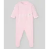 Paz Rodriguez - Baby Girl Knit Newborn Romper Linda, Chalk Pink/White