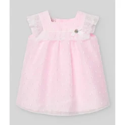 Paz Rodriguez - Baby Girl Set Woven Newborn Dress + Bloomers Linda, Chalk Pink