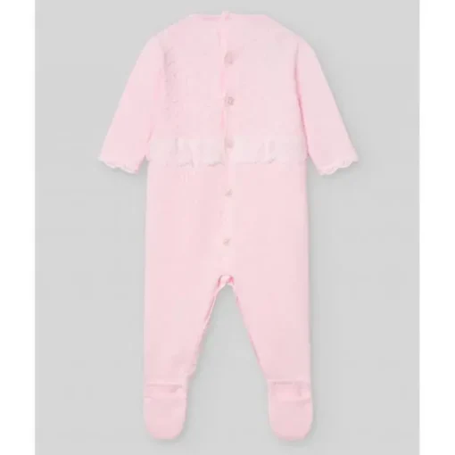 Paz Rodriguez - Baby Girl Knit Newborn Romper Linda, Chalk Pink/White