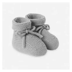 Paz Rodriguez - Baby Knit Newborn Booties Esencial, Cinza Pérola