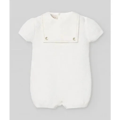 Paz Rodriguez - Baby Knit Newborn Romper Lino, White