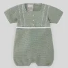Paz Rodriguez - Baby Knit Macacão Aperta, Menta Verde/Branco