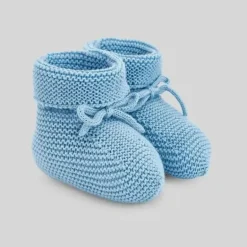 Paz Rodriguez - Baby Knit Booties Esencial, Ocean Blue