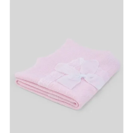 Paz Rodriguez - Baby Knit Newborn Shawl Linda, Chalk Pink/White