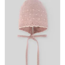 Paz Rodriguez - Baby Knit Newborn Bonnet, Rosa Pó/Bege