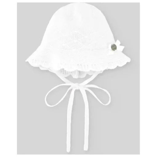 Paz Rodriguez - Baby Knit Newborn Bonnet Linda, Chalk Pink/White