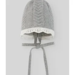 Paz Rodriguez - Baby Knit Newborn Bonnet, Cinza Pérola