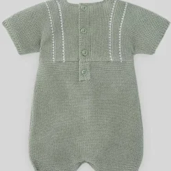 Paz Rodriguez - Baby Knit Macacão Aperta, Menta Verde/Branco