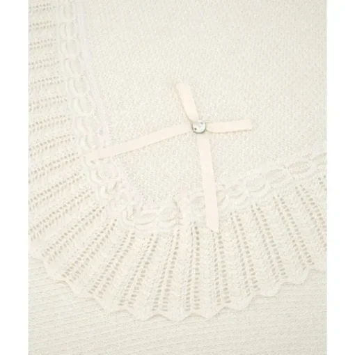 Paz Rodriguez - Baby Knit Newborn Shawl Blanket, Creme/Bege