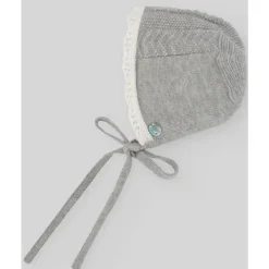Paz Rodriguez - Baby Knit Newborn Bonnet, Cinza Pérola