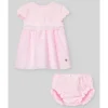 Paz Rodriguez - Baby Set Knit Newborn Dress + Bloomers Linda, Chalk Pink