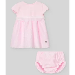 Paz Rodriguez - Baby Set Knit Newborn Dress + Bloomers Linda, Chalk Pink