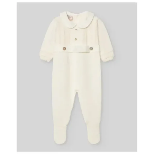 Paz Rodriguez - Baby Unisex Knit Newborn Romper Paz, Cream/Beige