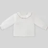 Paz Rodriguez - Blusa de tecido bebê unissex Esencial, branco/rosa giz