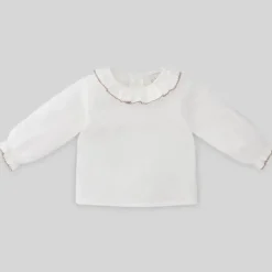 Paz Rodriguez - Blusa de tecido bebê unissex Esencial, branco/rosa giz