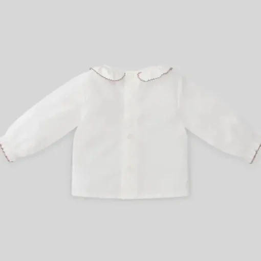 Paz Rodriguez - Blusa de tecido bebê unissex Esencial, branco/rosa giz