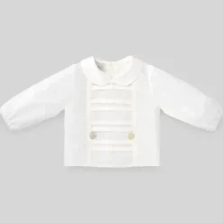 Paz Rodriguez - Blusa recém-nascida de tecido para bebê menino Dulzura, creme