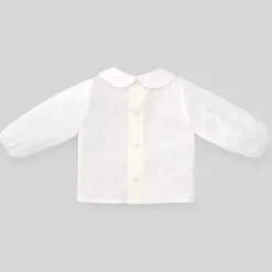 Paz Rodriguez - Blusa recém-nascida de tecido para bebê menino Dulzura, creme
