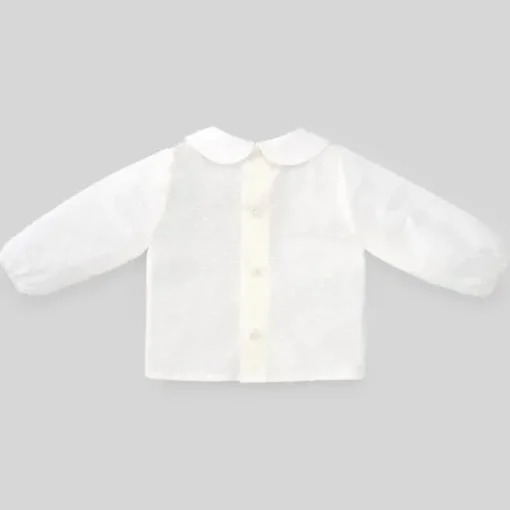 Paz Rodriguez - Blusa recém-nascida de tecido para bebê menino Dulzura, creme