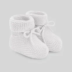 Paz Rodriguez - Bota Baby Neutral Knit Esencial, Branco