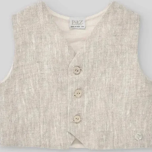 Paz Rodriguez - Colete, short e camisa para bebê recém-nascido tecido, bege/branco