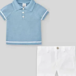 Paz Rodriguez - conjunto 2 unidades de camiseta polo e shorts para bebê, topz azul/branco