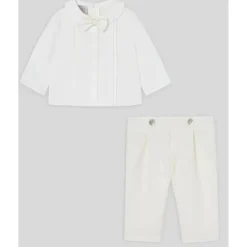 Paz Rodriguez - Conjunto de calça e blusa para bebê menino, creme/bege