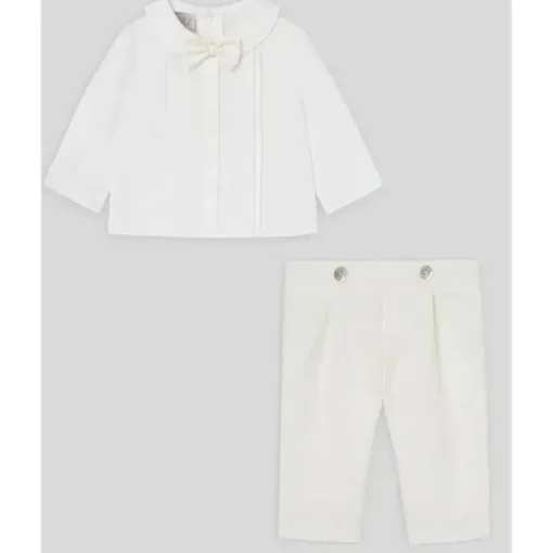 Paz Rodriguez - Conjunto de calça e blusa para bebê menino, creme/bege