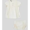 Paz Rodriguez - Conjunto de vestido e bloomer para bebê menina, creme
