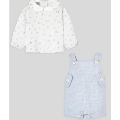 Paz Rodriguez - Conjunto de macacão e blusa para bebê menino Glaciar, azul giz