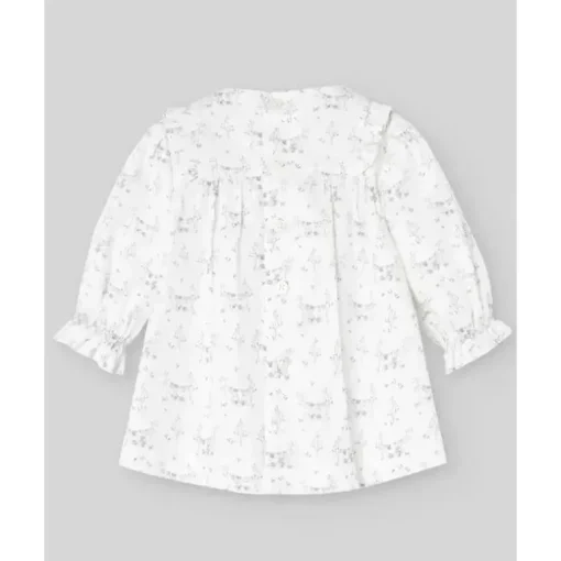 Paz Rodriguez - Conjunto de Vestido e Bloomer para Menina Pulgarcito, Cinza Pérola