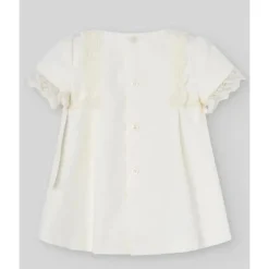 Paz Rodriguez - Conjunto de vestido e bloomer para bebê menina, creme