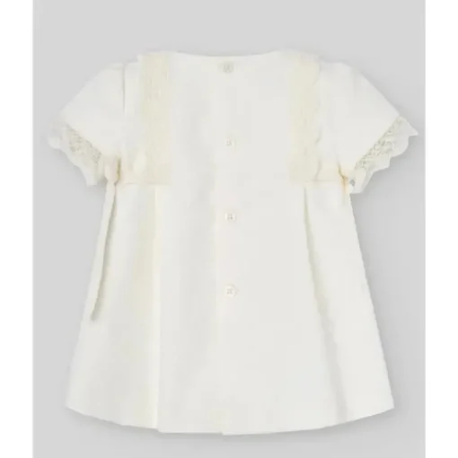 Paz Rodriguez - Conjunto de vestido e bloomer para bebê menina, creme