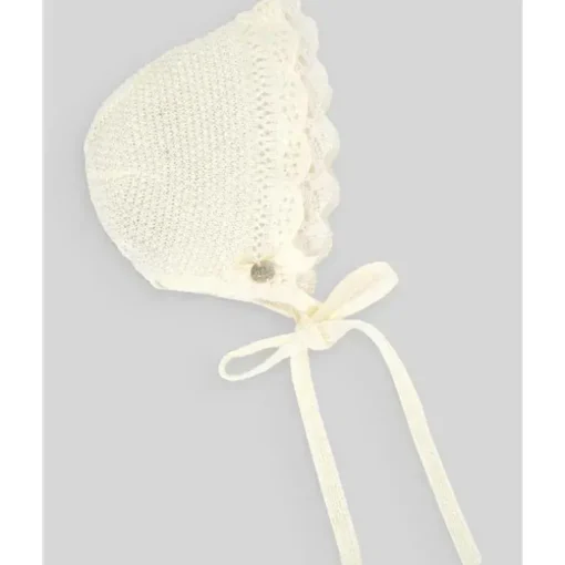 Paz Rodriguez - Gorro Recém-Nascido em Malha para Bebê, Bege