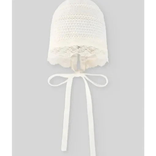 Paz Rodriguez - Knit Newborn Bonnet Paz, Cream/Beige