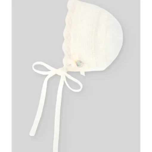 Paz Rodriguez - Knit Newborn Bonnet Paz, Cream/Beige