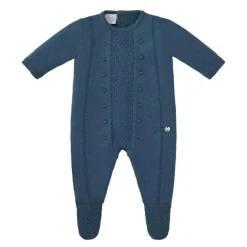 Paz Rodriguez - Macacão recém-nascido de tricô para bebê menino, azul chumbo