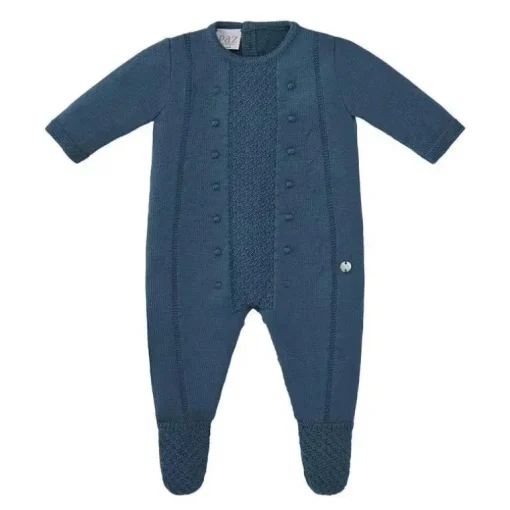 Paz Rodriguez - Macacão recém-nascido de tricô para bebê menino, azul chumbo