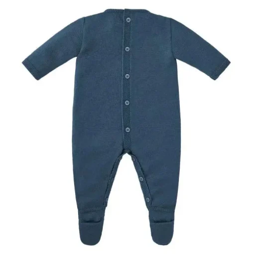 Paz Rodriguez - Macacão recém-nascido de tricô para bebê menino, azul chumbo
