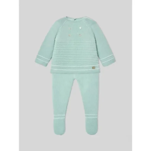 Paz Rodriguez - Take Me Home Set Knit Newborn Sweater + Leggings Eido, Sky Blue/White