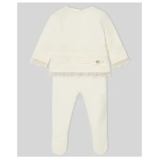 Paz Rodriguez - Take Me Home Set Knit Newborn Sweater + Leggings Paz, Cream/Beige