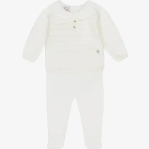 Paz Rodriguez - Take Me Home Set Knit Newborn Sweater + Leggings Paz, Cream/Beige