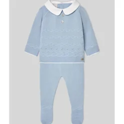 Paz Rodriguez - Take Me Home Set Knit Newborn Sweater + Leggings Vento, Sky Blue