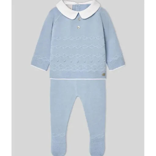 Paz Rodriguez - Take Me Home Set Knit Newborn Sweater + Leggings Vento, Sky Blue