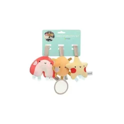 Pearhead - brinquedos para carrinho de bebê arco-íris sol e estrelas, brinquedo de assento de carro para viagem de bebê de veludo cotelê de pelúcia, conjunto de 3