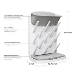 Pearhead - Rack de secagem vertical para mamadeiras Ubbi, cinza