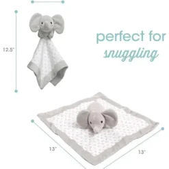 Pearhead Baby - Cobertor de segurança, Brinquedo aconchegante, Bicho de pelúcia, Elefante cinza adorável