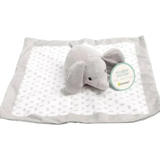 Pearhead Baby - Cobertor de segurança, Brinquedo aconchegante, Bicho de pelúcia, Elefante cinza adorável