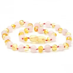 Pedra Âmbar - Colar de Âmbar Báltico e Quartzo Rosa 132