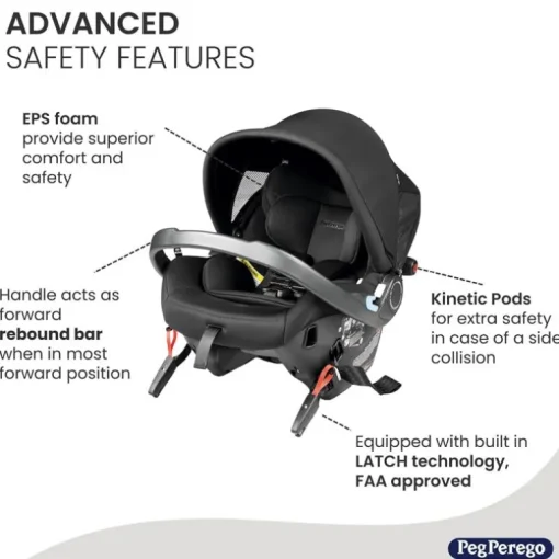 Peg Perego - Primo Viaggio 4-35 Urban Mobility-Baseless Infant Car Seat with Latch-True Black